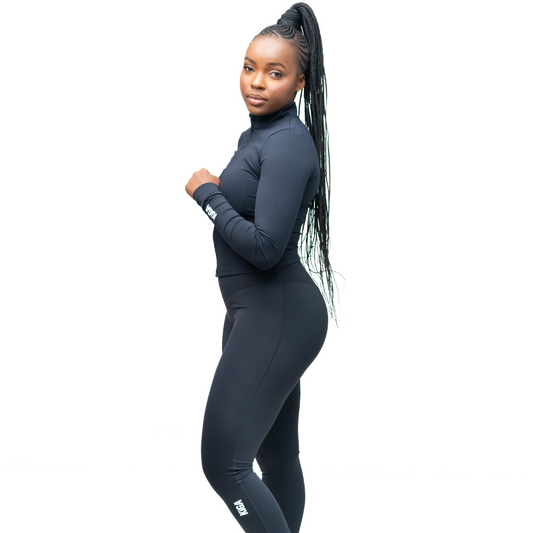 Black VersaForm 3-Piece Women’s Set – Chic Cross-Back Style