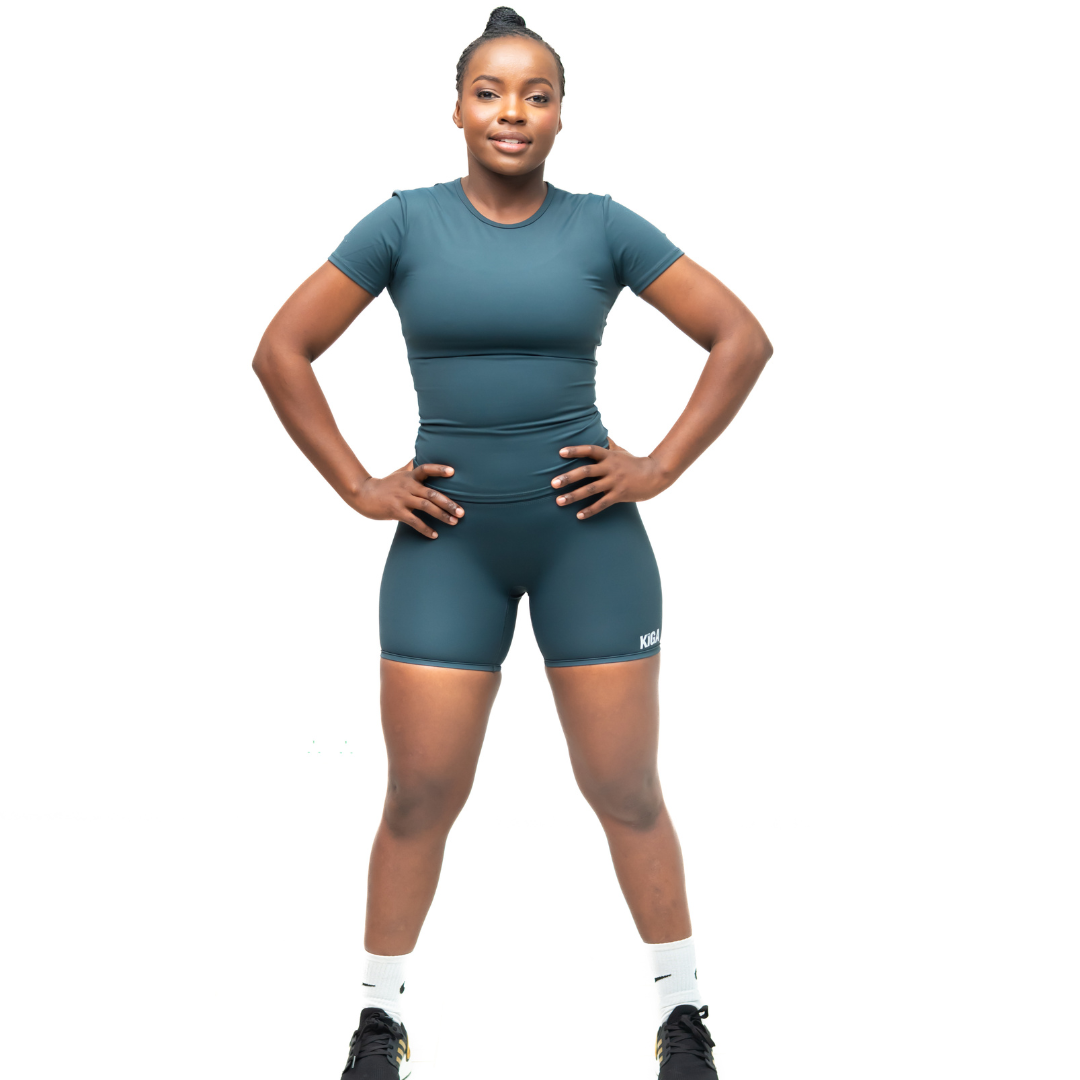 Green Sculpting Vest & High-Waisted Shorts Set