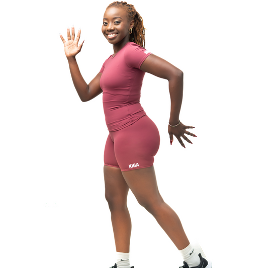 Red Sculpting Vest & High-Waisted Shorts Set